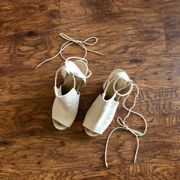 Nude Strap Up Wedges - Picture 3 of 5